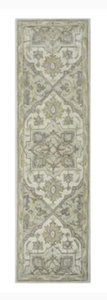 lot 31 image: ALLEN  ROTH Brookford 2 x 8 Ivory Soft Green Indoor Medallion Oriental Handcrafted Runner