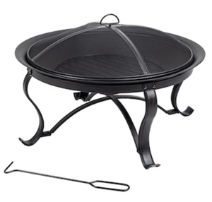lot 35 image: HAMPTON BAY Sadler 30 in. x 19 in. Round Steel Wood Burning Fire Pit in Rubbed Bronze