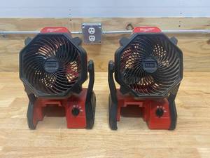 lot 44 image: MILWAUKEE Lot of 2-  M18 18V Lithium-Ion Jobsite Fans (Tool Only)