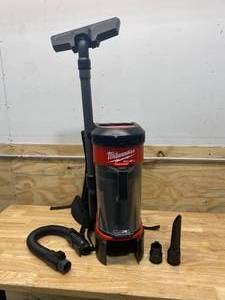lot 59 image: MILWAUKEE M18 FUEL 18-Volt Lithium-Ion Brushless 1 Gal. Cordless 3-in-1 Backpack Vacuum (Tool-Only)