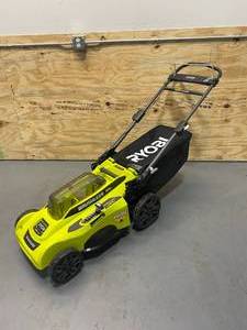 lot 74 image: RYOBI 40V Brushless 20 in. Cordless Battery Walk Behind Push Lawn Mower (Tool Only).