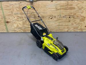 lot 73 image: RYOBI Cordless Walk Behind Push Lawn Mower 16 inch 18 Volt (Tool Only).
