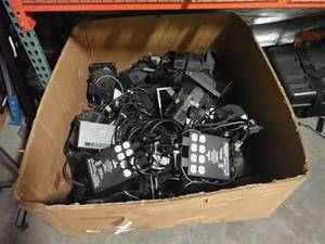 lot 13 image: 12 Pallet of lighting and sound equipment w Misc mounting and electrical equipment  Recently de-installed from a catwalk