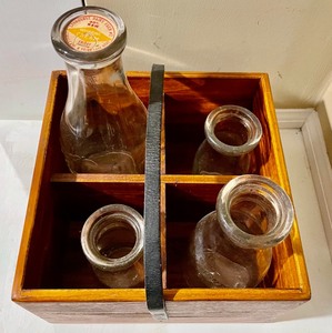 Decorative Wooden Box with 4 Bottles