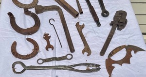 Lot of Vintage Tools and Horseshoes