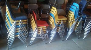 Chrome and Hard Plastic Chairs, Mid-Size.