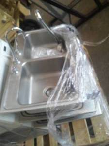 Stainless Steel Double Sinks with Faucets (3)
