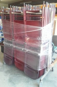 Folding Chairs on Rolling Storage Rack (approx. 70)