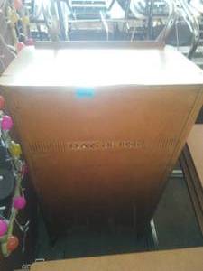 Vintage Wood Podium on Casters.