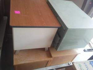 (2) Metal desks also (2) wooden desks.
