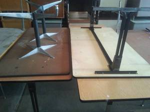Tables with Laminate tops with adjustable and non-adjustable legs legs (4).
