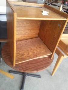 Wood Printer stand and Round Table. Metal Legs.