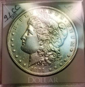 lot 01 image: 1891-CC CARSON CITY MORGAN DOLLAR AU
