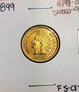 lot 04 image: 1899 INDIAN HEAD CENT GEM BU RED SNOW-9