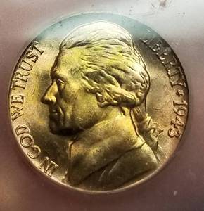 lot 24 image: 1943-D US WWII WARTIME SILVER NICKEL MS67 NGC