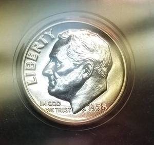 lot 25 image: 1958 PROOF ROOSEVELT DIME SP67 ANACS