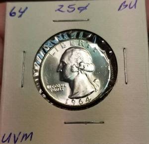 lot 27 image: 1964 WASHINGTON QUARTER BU