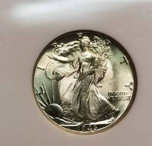 lot 43 image: 1946-D WALKING LIBERTY HALF DOLLAR MS65 NGC