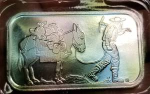lot 45 image: 1 TROY OZ. .999 FINE SILVER BAR PROSPECTOR BY SILVERTOWNE SEALED