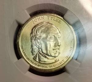lot 46 image: 2009 US PRESIDENTIAL DOLLAR JOHN TYLER MS65 FIRST DAY NGC