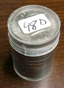 lot 26-A image: UNC ROLL OF 1998-D KENNEDY HALF DOLLARS 20 COINS
