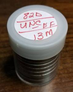 lot 16-A image: UNC ROLL OF 1982-D KENNEDY HALF DOLLARS 20 COINS