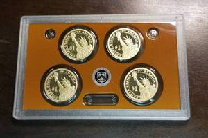 lot 33-A image: 2014 US MINT PROOF PRESIDENTIAL DOLLAR 4 COIN SET