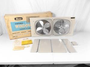NEW in Original Open Box Vintage Marvin 2 Unit Metal Window Fan