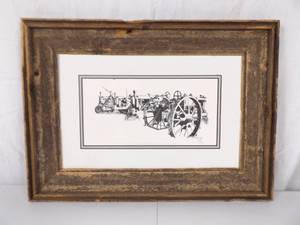 Wood Framed Artist Rick Fry Signed and Numbered Tractor Print