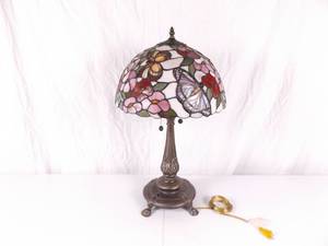 Vintage WORKING Cast Metal Tiffany Style Shade Table Lamp