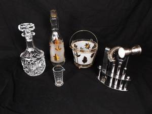 Lot of Misc Vintage Glass Bar Ware and Accessories