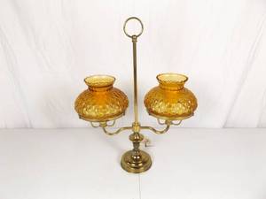 Vintage WORKING Brass 2 Shade Desk Lamp