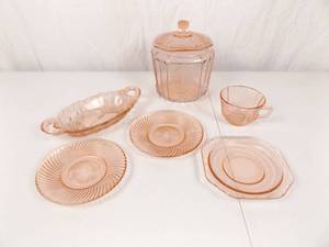 Lot of Pink Depression Glass