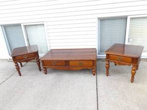 3 Piece Wood End Table and Coffee Table Set