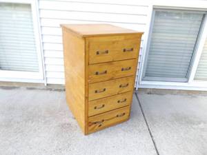 Vintage SOLID Wood Doweled Utility Cabinet wsome Divided Drawers