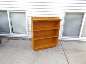 Vintage SOLID Wood Trimmed Book Shelf