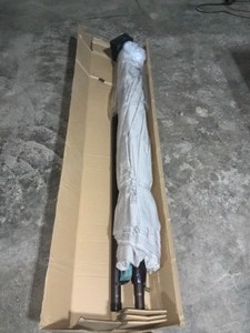 CALIFORNIA UMBRELLA 9 ft. Bronze Aluminum Market Patio Umbrella Auto Tilt Crank Lift in Woven Granite Olefin. See Pictures