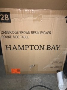 HAMPTON BAY Cambridge Brown Wicker Outdoor Side Table. See Pictures
