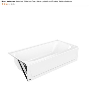 BOOTZ INDUSTRIES Bootzcast 60 in. Left Drain Rectangular Alcove Soaking Bathtub in White. See Pictures