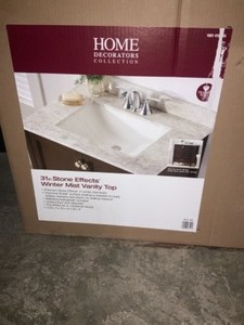 Home Decorators Collection 31 in. W Stone Effects Vanity Top in Winter Mist with White Sink. See Pictures