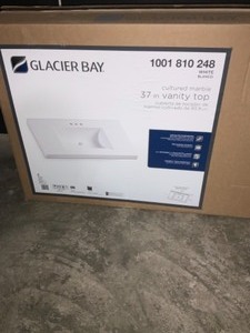 GLACIER BAY 37 in. W x 22 in. D Cultured Marble Vanity Top in White with White Sink. See Pictures