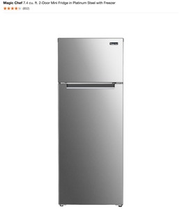 Magic Chef 7.4 cu. ft. 2-Door Mini Fridge in Platinum Steel with Freezer. See Pictures
