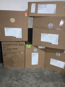Assorted Hampton Bay Courtland Shaker Sterling Grey Kitchen Cabinets. See Pictures