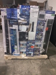 Pallet of Assorted Fans, Air Conditioners & Heaters. Various Kinds & Conditions. See Pictures