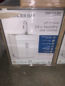 Pallet of Glacier Bay All-In-One Laundry Sinks, Vanity Combos & Vanity Top. Various Conditions. See Pictures