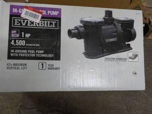 lot 218 image: Everbilt 1 HP pool pump...