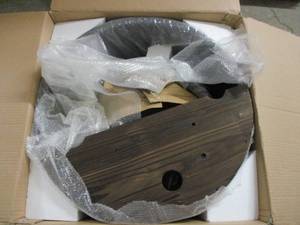 lot 12 image: 2 tier wooden barrel fountain, miss...