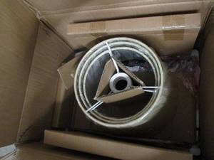 lot 54 image: bronzebeige arm arc lamp...