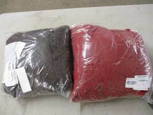 lot 80 image: red loveseat cover and brown reclin...