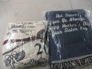 lot 92 image: 2 personalized throws...